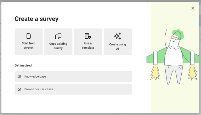 an image of the create a survey pop up